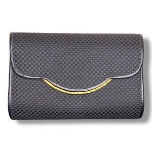 Vintage Daino Italian Clutch Style Purse Handbag Black Gold Trim Gold Chain